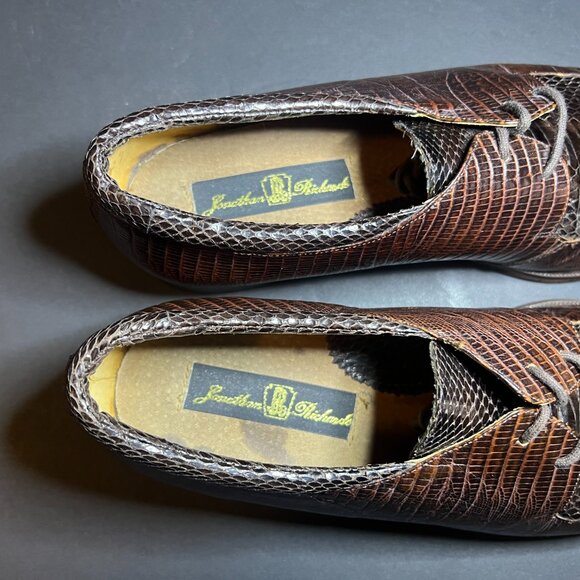 Vintage Jonathan Richards Men's Brown Genuine Leather Snakeskin Derby Shoes 8M - Picture 6 of 11